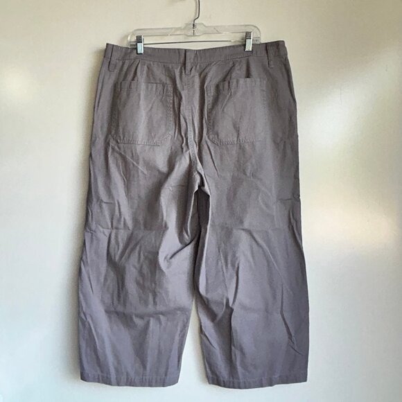 J. CREW Grey Button-Fly Wide Leg Crop Twill Pants Size 16 - Picture 5 of 13